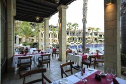 Columbia Beach Resort, Pissouri. Dining terrace, pool side